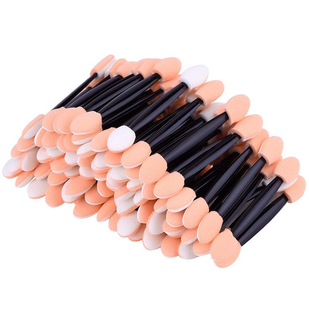 NESA Disposable Makeup Brush Set (Double-Sided Oval Makeup Eye Shadow Brush Sponge Applicator 50 Pcs) - Black-image-7