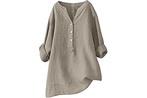 Women's Banded Collar Linen Shirt