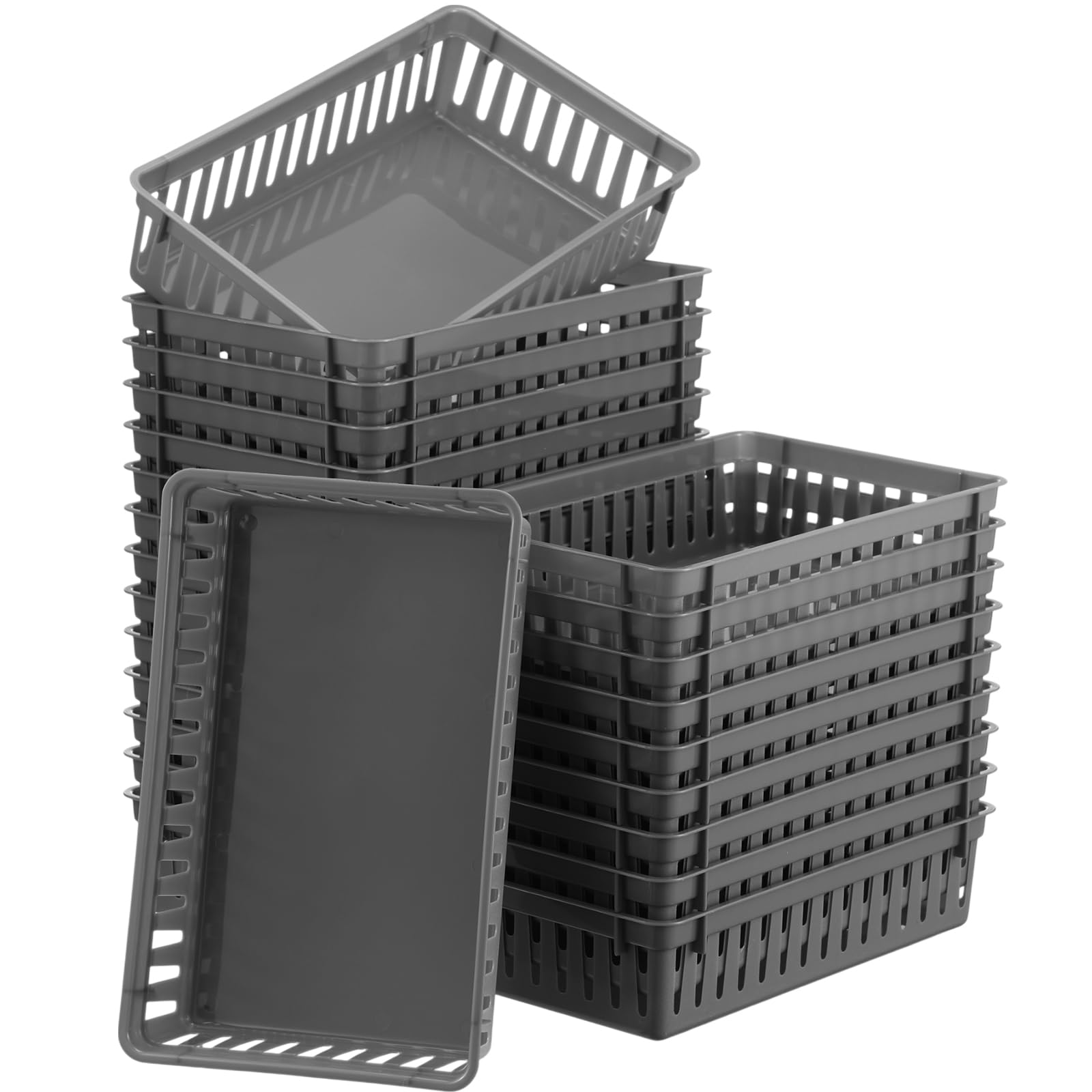 Boao 48 Pieces Plastic Baskets for Organizing 10.24 x 6.5 x 2.36 Inch Rectangular Storage Trays Plastic Organizer Bins Rectangle for Classroom