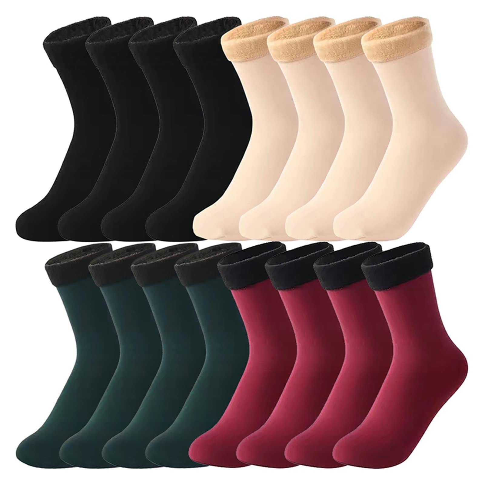 ZZSRJ 8 Paar Frauen Winter Winter warme Socken verdickte Wollsocken (Color : 8 Pair Black, Größe : One Size)