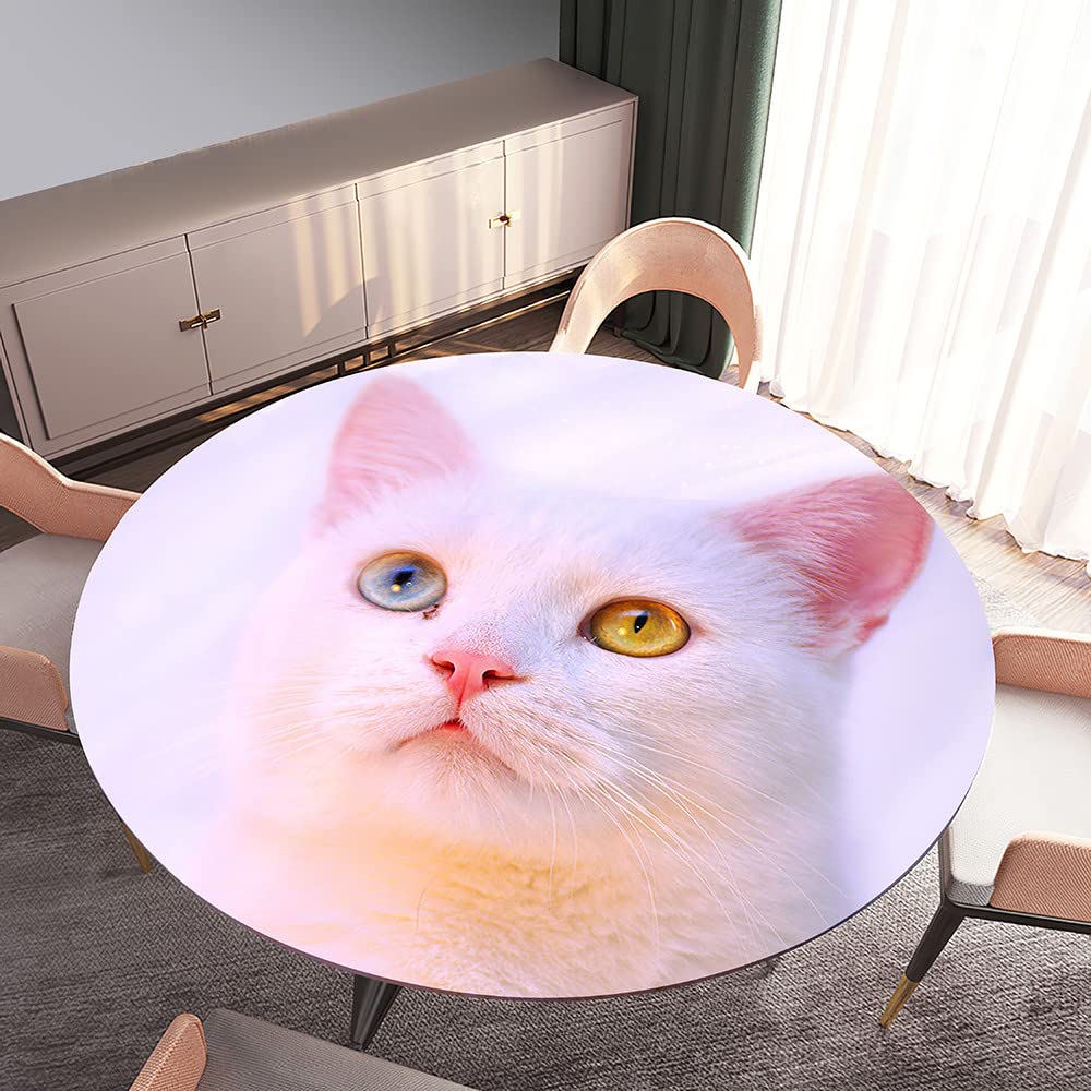 Rondes Nappes Avec Bord Élastique, Nappes Rondes Anti Taches Lavable, Imperméable Polyester