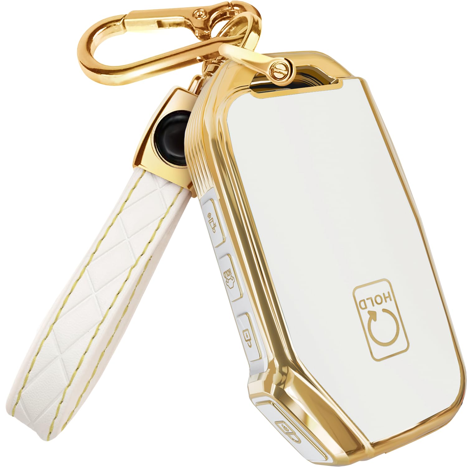 Lucrum Key Fob Cover for Kia, TPU KeyFob Case &amp; Leather Keychain