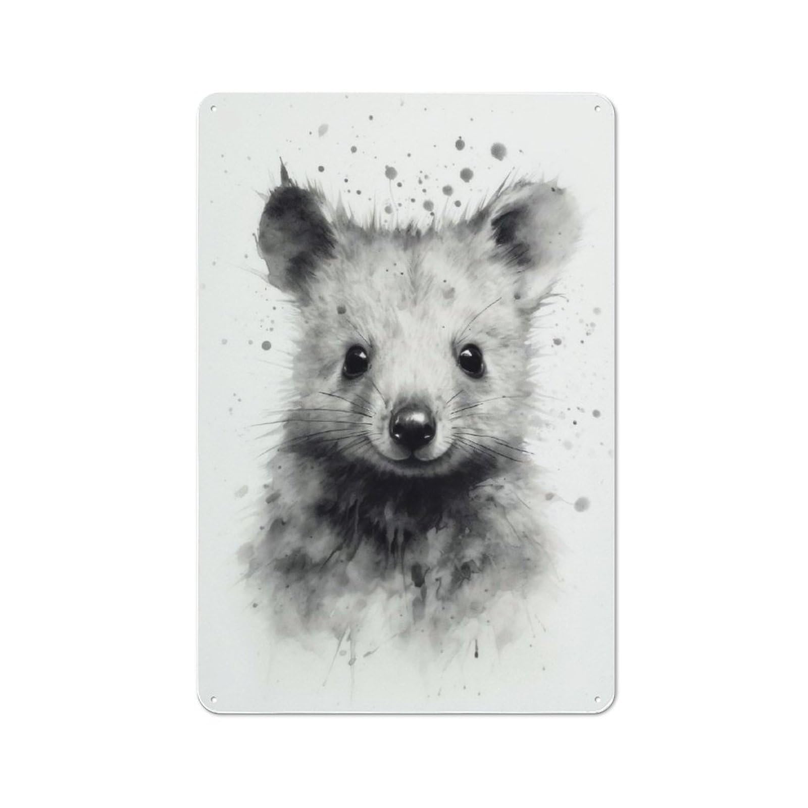 Bistro Style Quokka Beauty Watercolor Decorative Metal Plaque 30x20cm, Bistro Wall Plaque for Tea Room, Shop Wall Or Breakfast Area