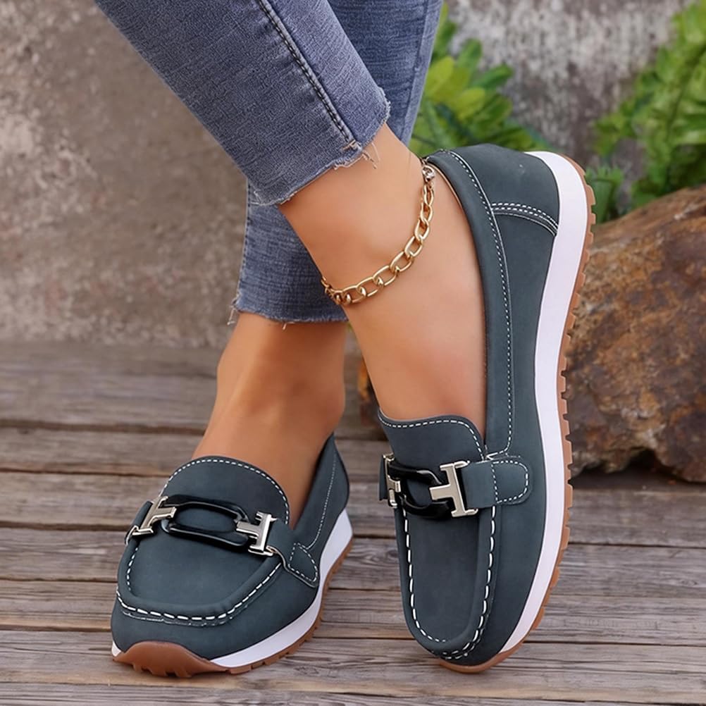 shownicer Scarpe Donna Piatti Loafers Comodi Tinta Unita Mocassini
