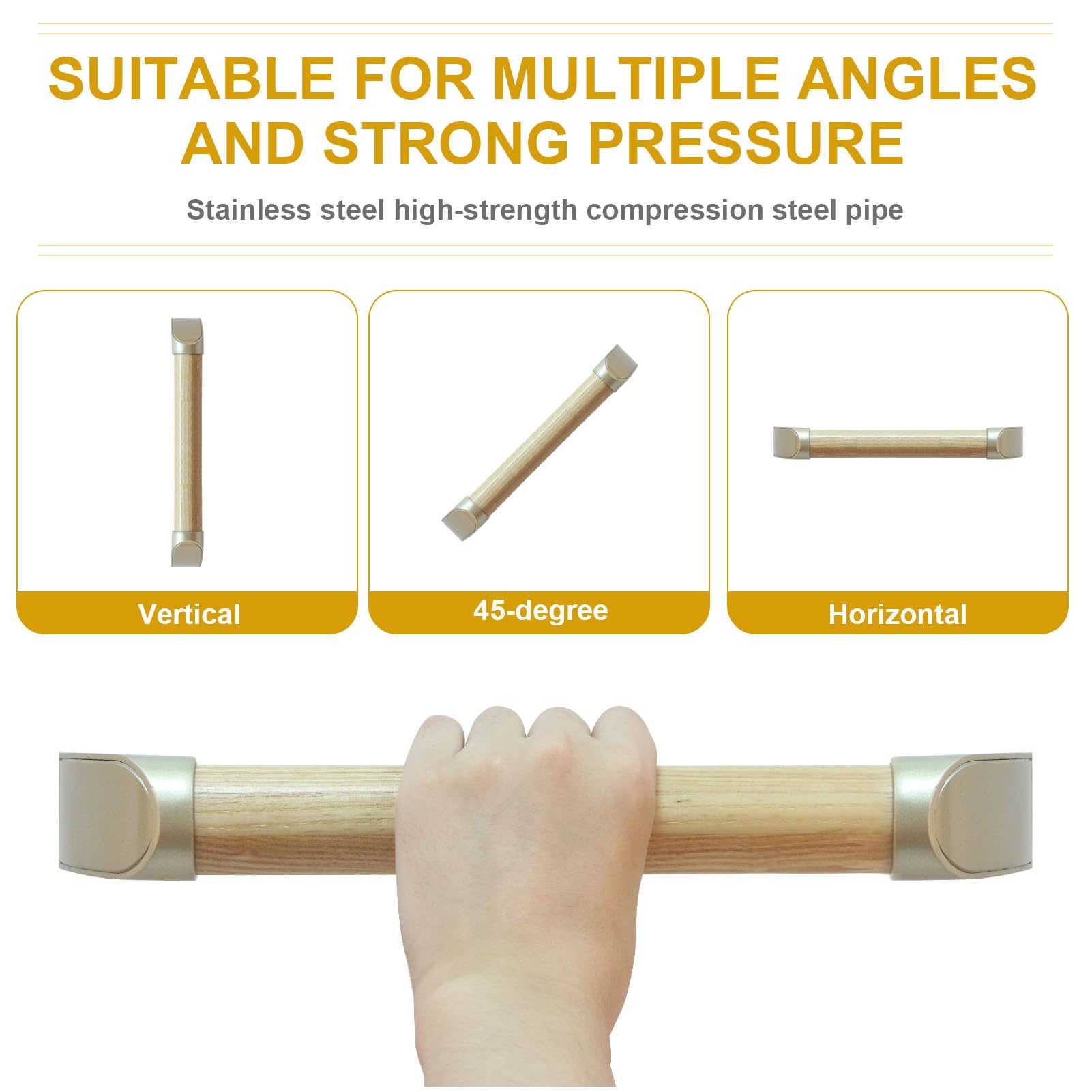 Asidero baño minusvalidos, Asa para Ducha Pared Antideslizante Agarraderas Baño 34cm/44cm/54cm Barra de Agarre Madera, Asidero de Ducha, Asa para Ancianos, Discapacitados(Size:44CM)