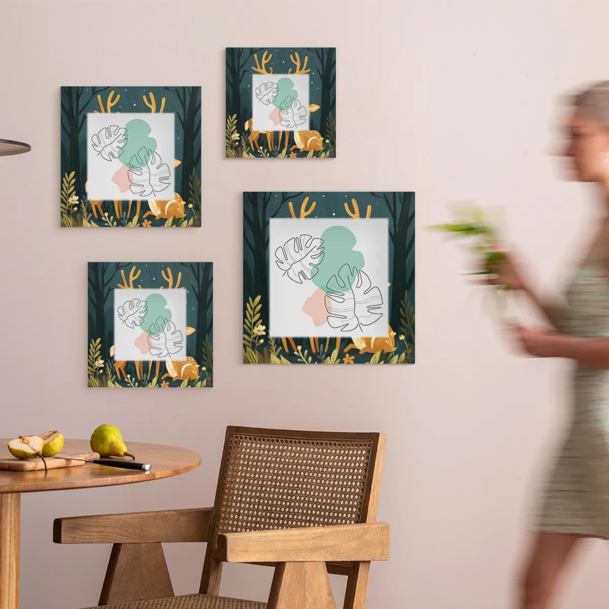 HMVFSZE Cartoon Deer 6x6 Square Picture Frame, 6x6 Wooden