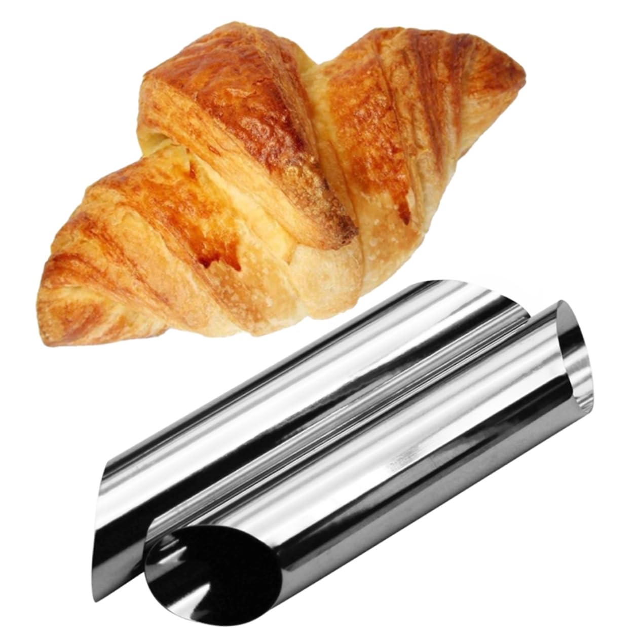 Mikinona 4pcs Stainless Steel Cannoli Tubes Cylindrical Shaped Baking Molds Reusable Pastry Forms for Croissant Cupcake and Dessert Decoration Easy to Bakeware