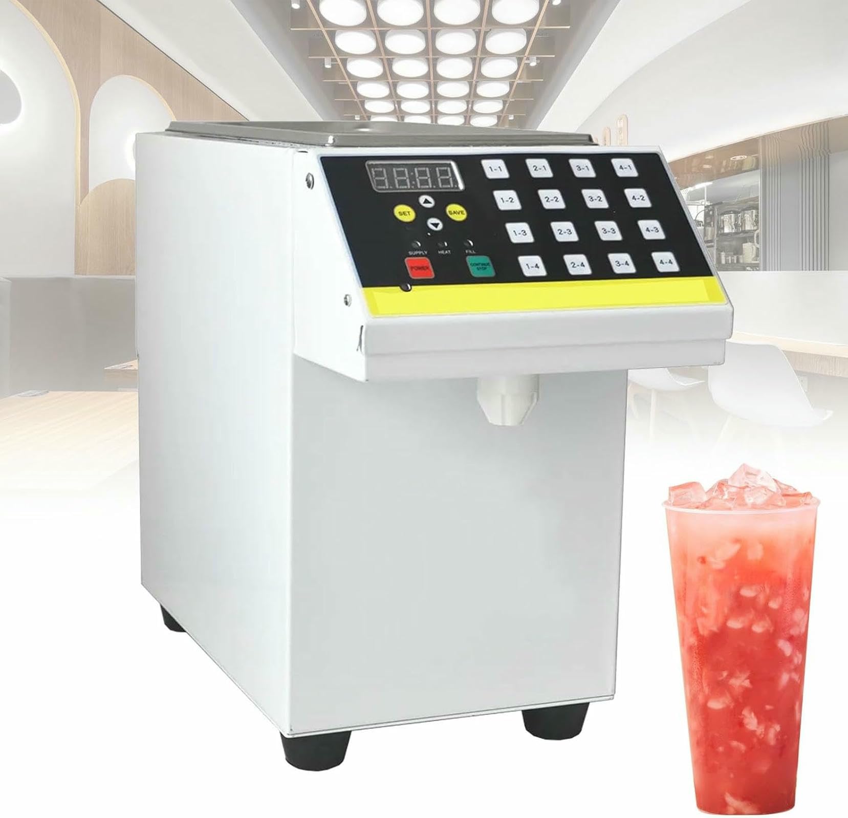 FHRKA Automatic Fructose Dispenser, 350W Fructose Aid Bubble Tea Equipment, Fructose Quantitative Dispenser Machine (White 110V)
