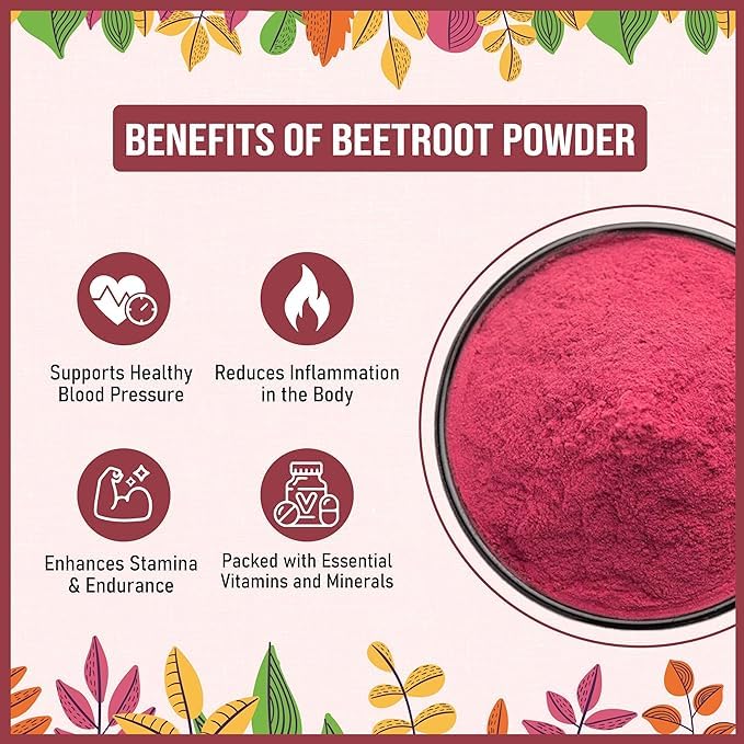 Image of Kokos Natural Beetroot Powder - 200 Gm (Pack of 3) | Natural, Rich in Antioxidants, Improves Blood Flow & Exercise Performance | Use in Soups, Curries, Dips, Smoothies, Pancakes | Natural Food Colour