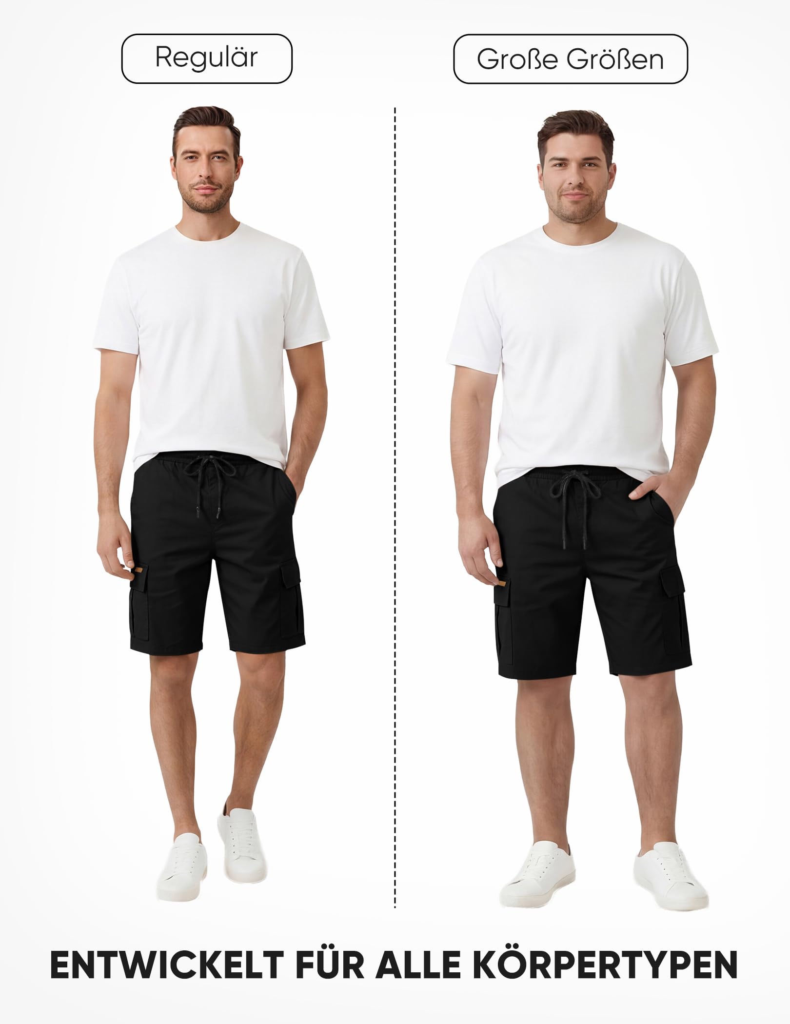 JMIERR Kurze Hosen Herren Baumwolle Cargo Shorts Herren Sommer Freizeithose mit Taschen