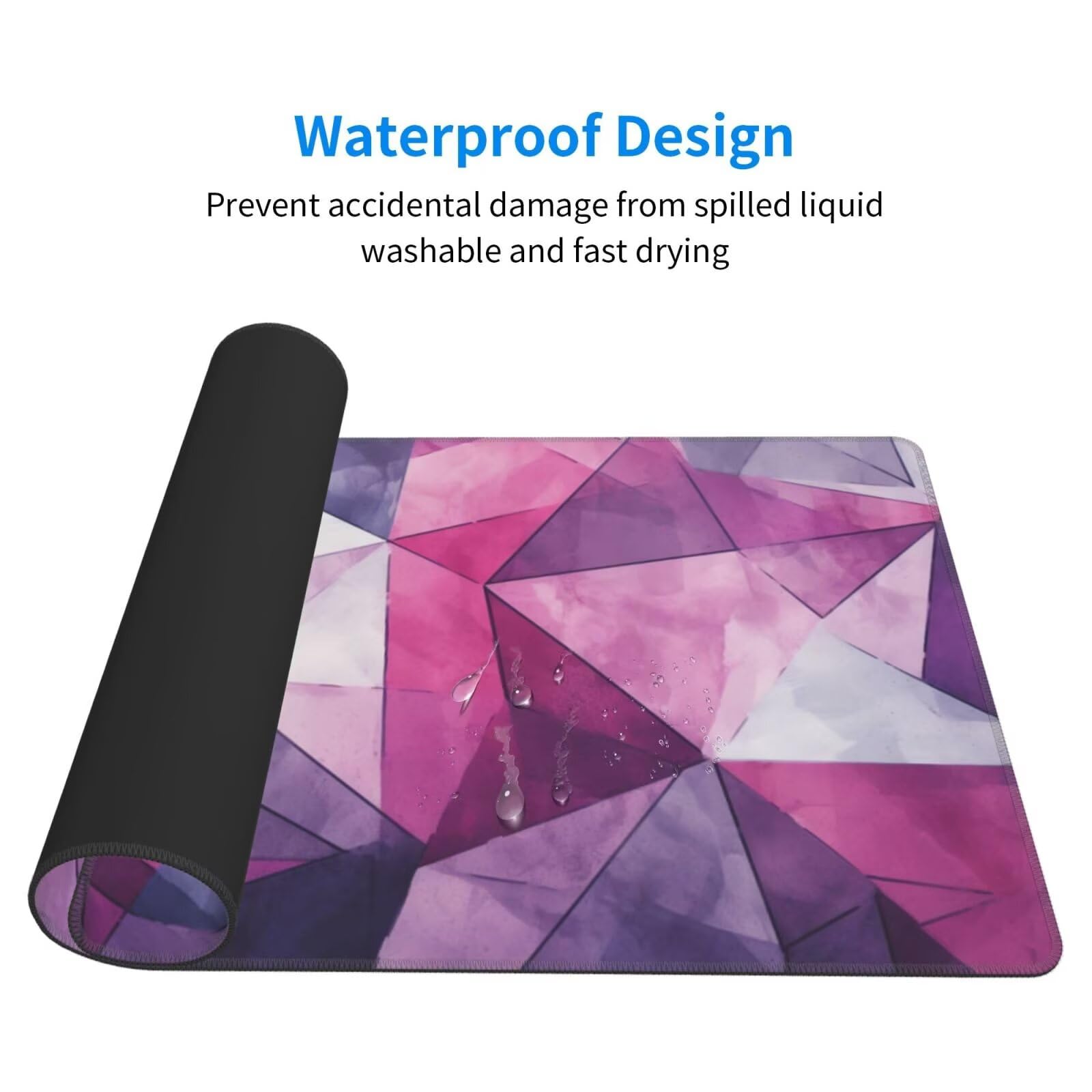 Alfombrilla de Ratón Gaming Grande XXL 1200x500x4mm con Bordes Cosidos Tela Micro Tejido, Base de Goma Antideslizante y Mouse Pad, para Teclado Jugadores Escritorio, PC, Oficina Triangulo Morado Y6776