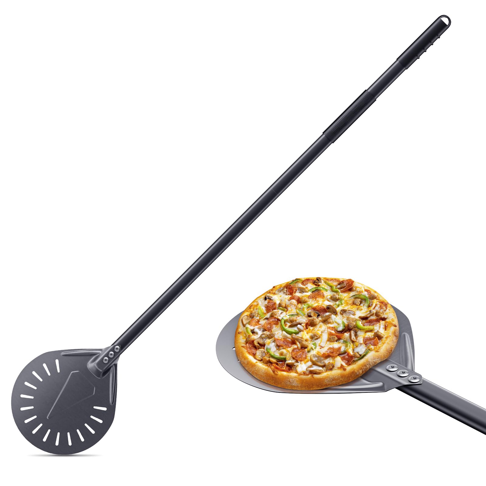 30CM & 23CM Pala per Pizza Forata Professionale in Alluminio Anodizzato Duro Pizza Paletta 120CM