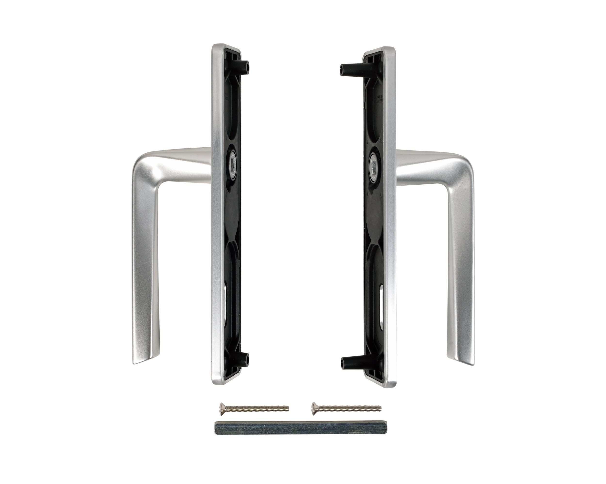 Vachette Set de Poignée de Porte sur Plaque KAZA - Version Clé L pour Porte de Chambre et de Bureau - Entraxe 165 mm - Matériau Aluminium Résistant - Garantie 10 Ans - Finition Argent