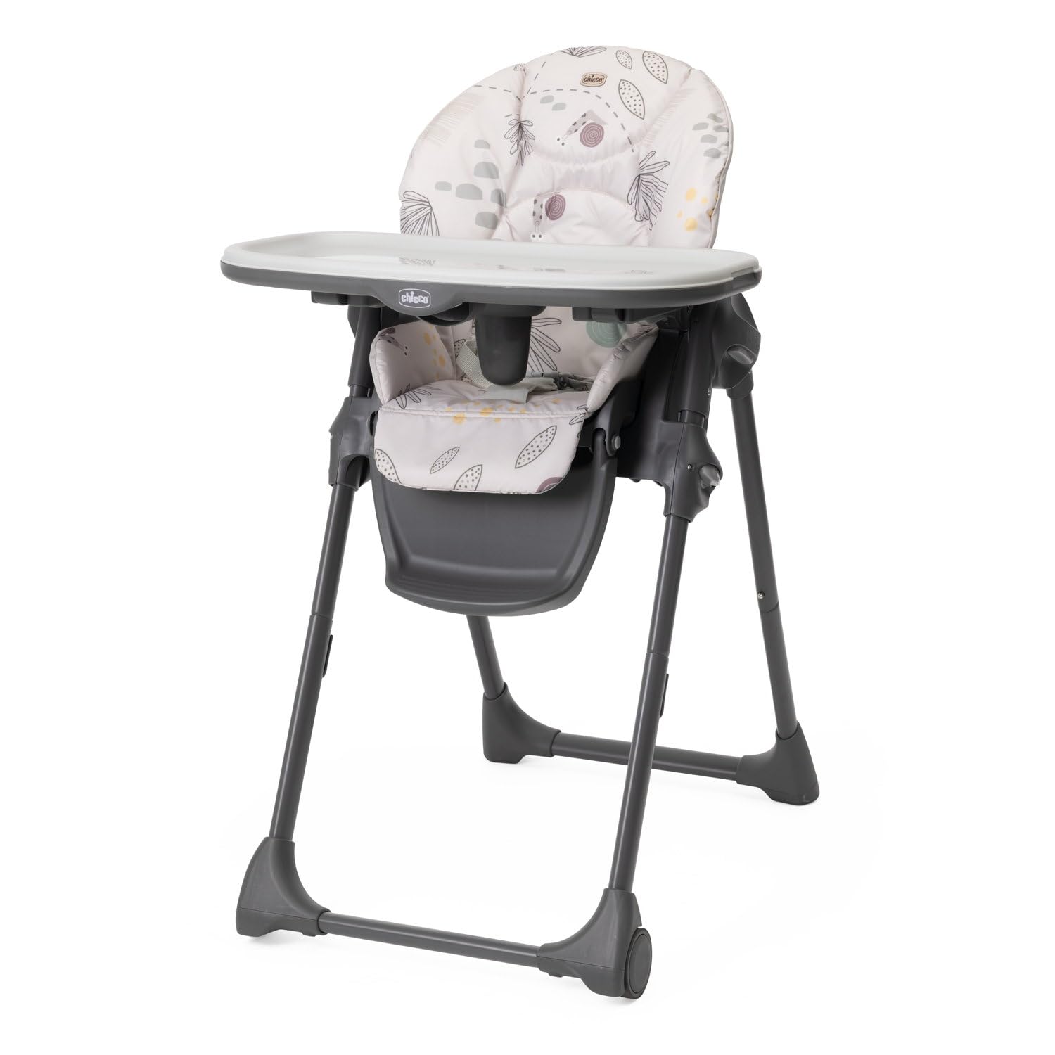 Chicco Polly Easy Seggiolone Pappa Evolutivo per Bambini da 6 Mesi a 3 Anni (15 kg), Seggiolone Reclinabile a Sdraietta con Altezza e Poggiapiedi Regolabili, 4 Ruote, Chiusura Compatta, Woodland