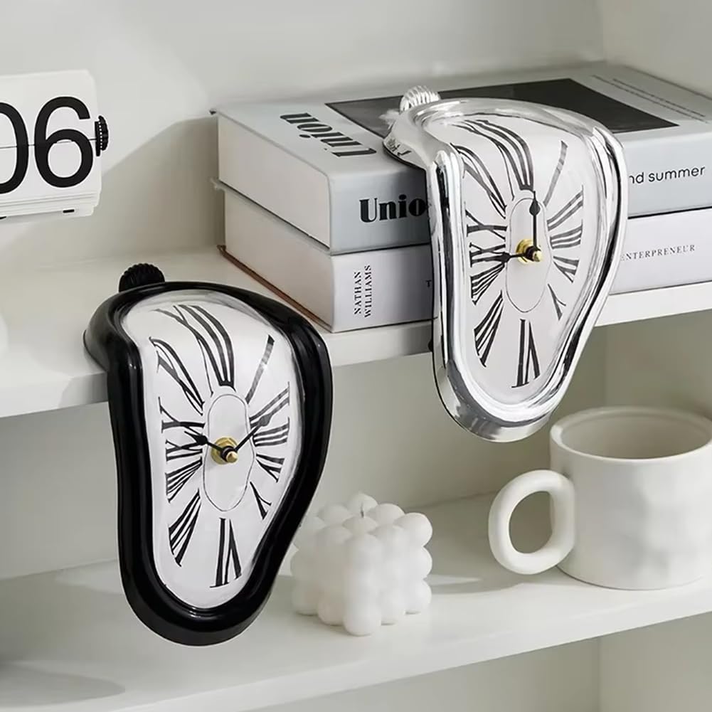 Schmelzende Uhr,Lautlos Salvador Dali Uhr,Tischuhren Modern Schmelzende Uhr Deko für dekoratives Zuhause,Büro,Regal,Schreibtisch,Tisch