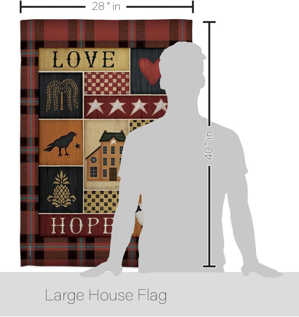 Breeze Decor H100070-BO Primitive Collage Love Hope Inspirational Sweet Home Impressions Decorative Vertical 28" x 40" Double Sided House Flag Printed in USA