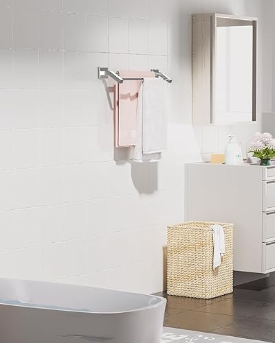 Miniatura 4 de Alise Toalleros dobles de baño, toalleros para baño, soporte para toallas de montaje en pared, resistente SUS304, toallero de acero inoxidable,