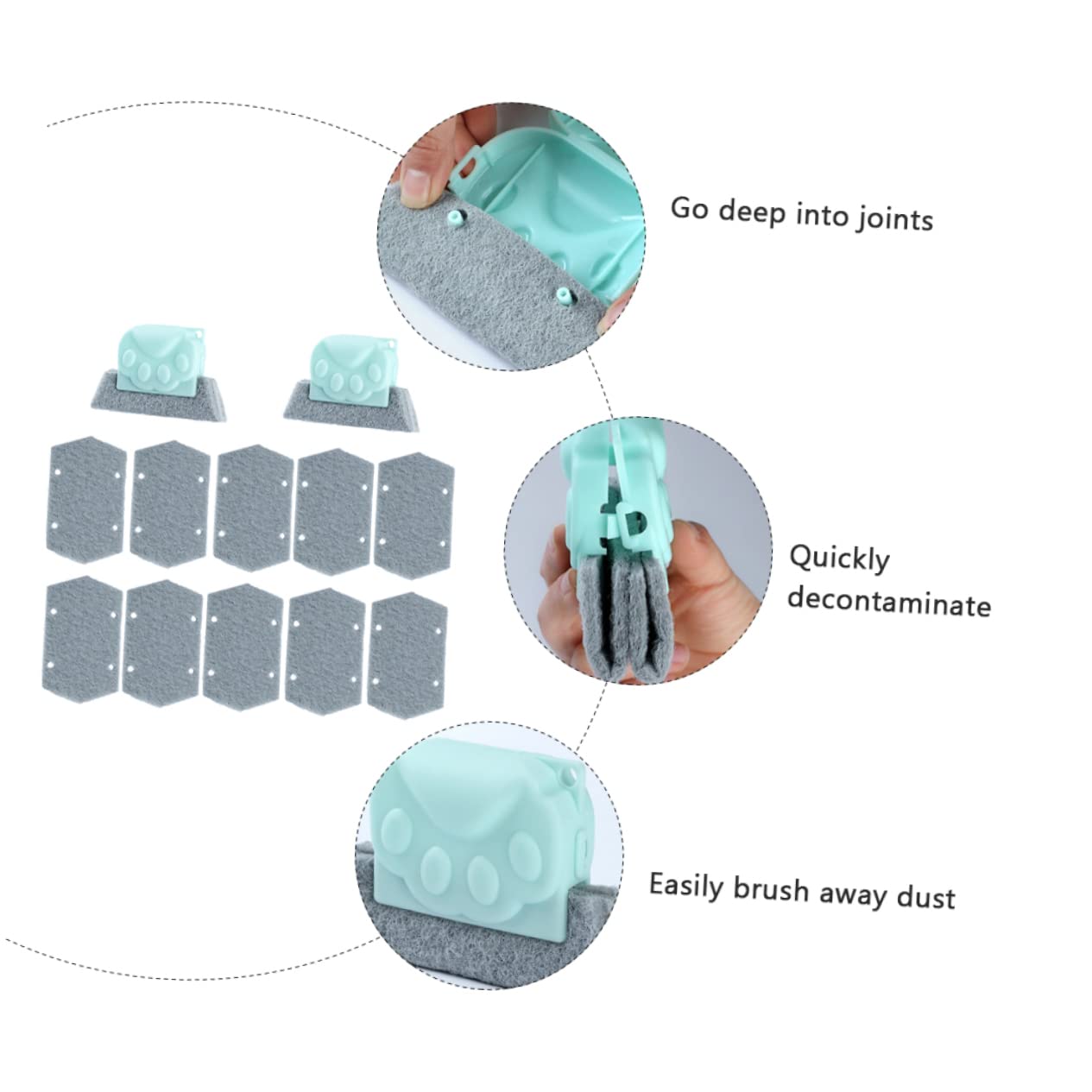COLLBATH 14pcs Window Slot Cleaning Tools Household Groove Brush Replacement Cloths for Efficient Kitchen and Window Cleaning and Design