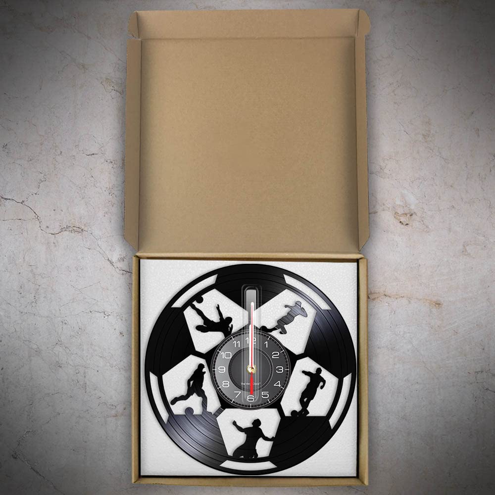 Orologio da parete in vinile, orologio da parete con design a calcio, con luce notturna a LED, decorazione da calcio, idea regalo.