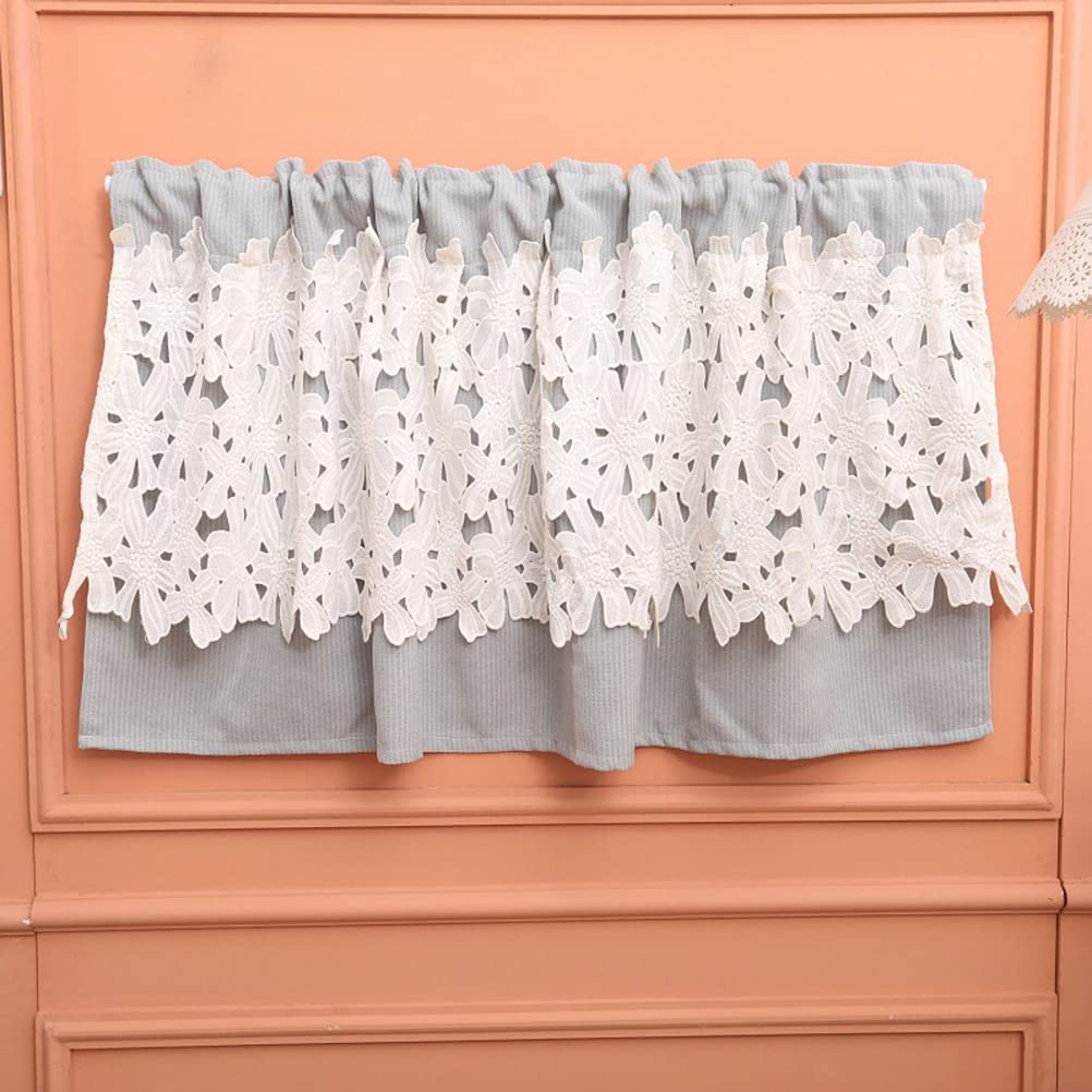 Rideaux de cuisine, rideaux d'ombrage, cantonnière de cuisine à motif rayé en mélange de coton à isolation thermique et occultant for fenêtre de campagne avec poche for petite fenêtre, salle de bain,