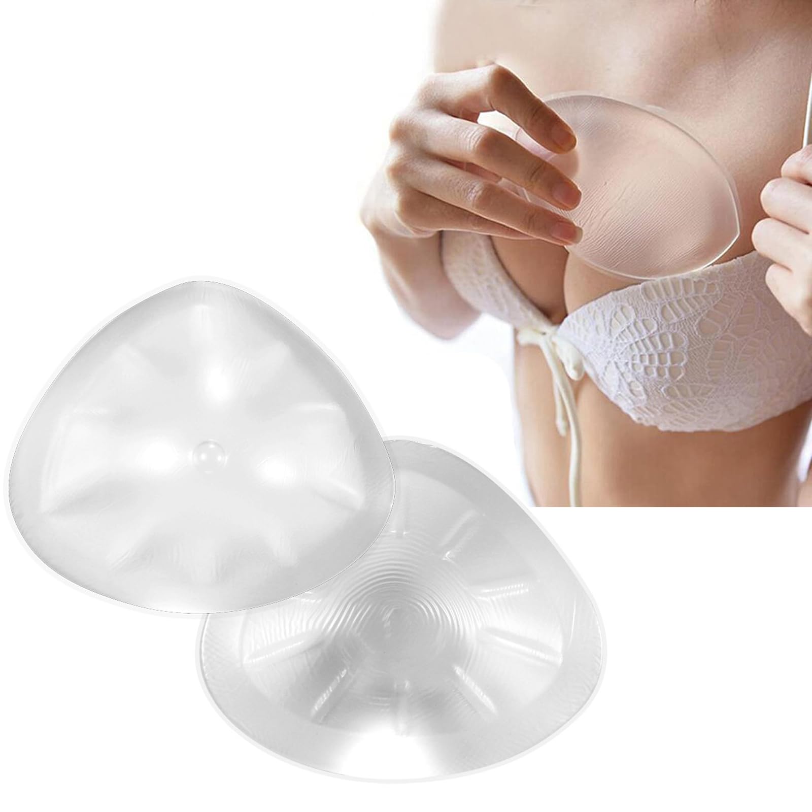 Transparent,DD~cup 800g/pair,OSEMISS 1 para miękkich przezroczystych silikonowych form piersi, samoprzylepne trójkątne wkładki wzmacniające biustonosz do kostiumu kąpielowego bikini
