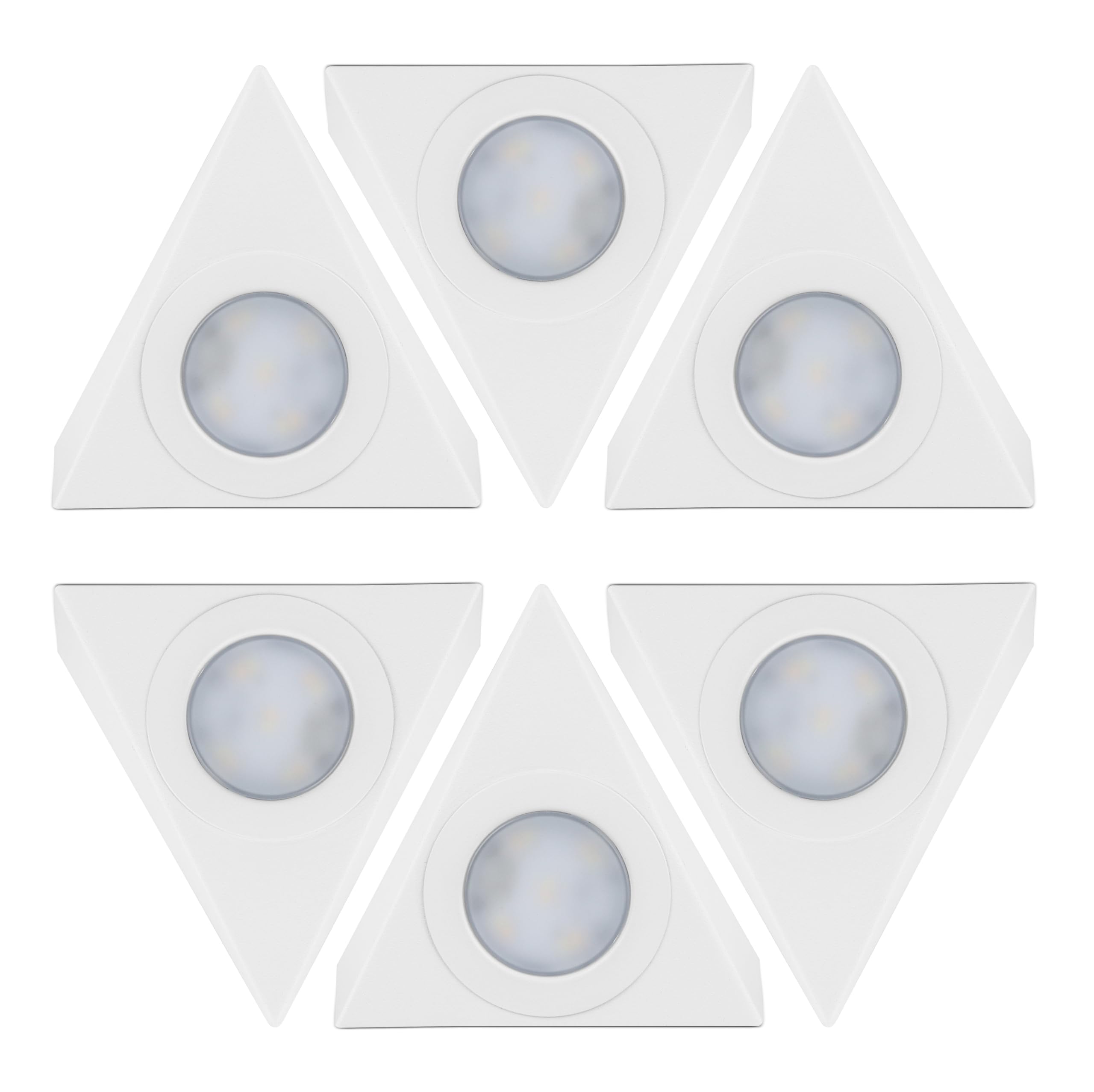 Bright Source White Led Triangular Pyramid Cabinet Cupboard Unit Shelf Light, 2.5W, 220Lm, 3Cct Switchable 3000K 4000K 6000K - Pack Of 6