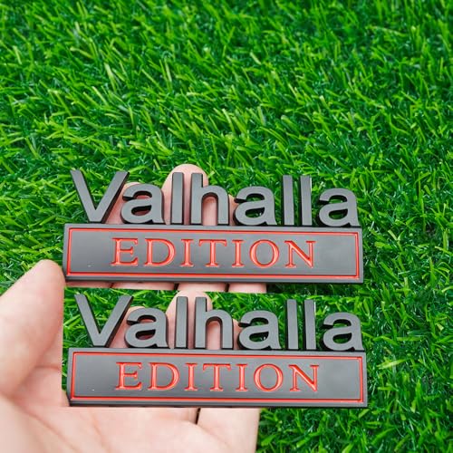 Image of Pair Set Vikings Valhalla Edition Emblem 3D Fender Badge Decal BumperSticker Nameplate for Universal Vehicle, Car, Truck, SUV Motorcycle Accessories Viking Seasons (Black Red)