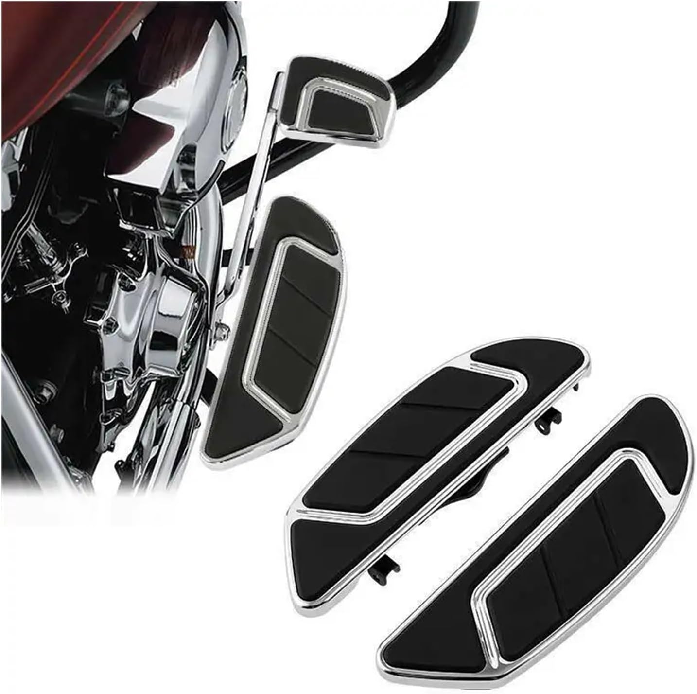 Motorcycle Rider Floorboard Footboard Compatible With Harley Touring Street Glide Softail Trike Heritage Springer FLSTS 1997-2003 2002 2001(Chrome)