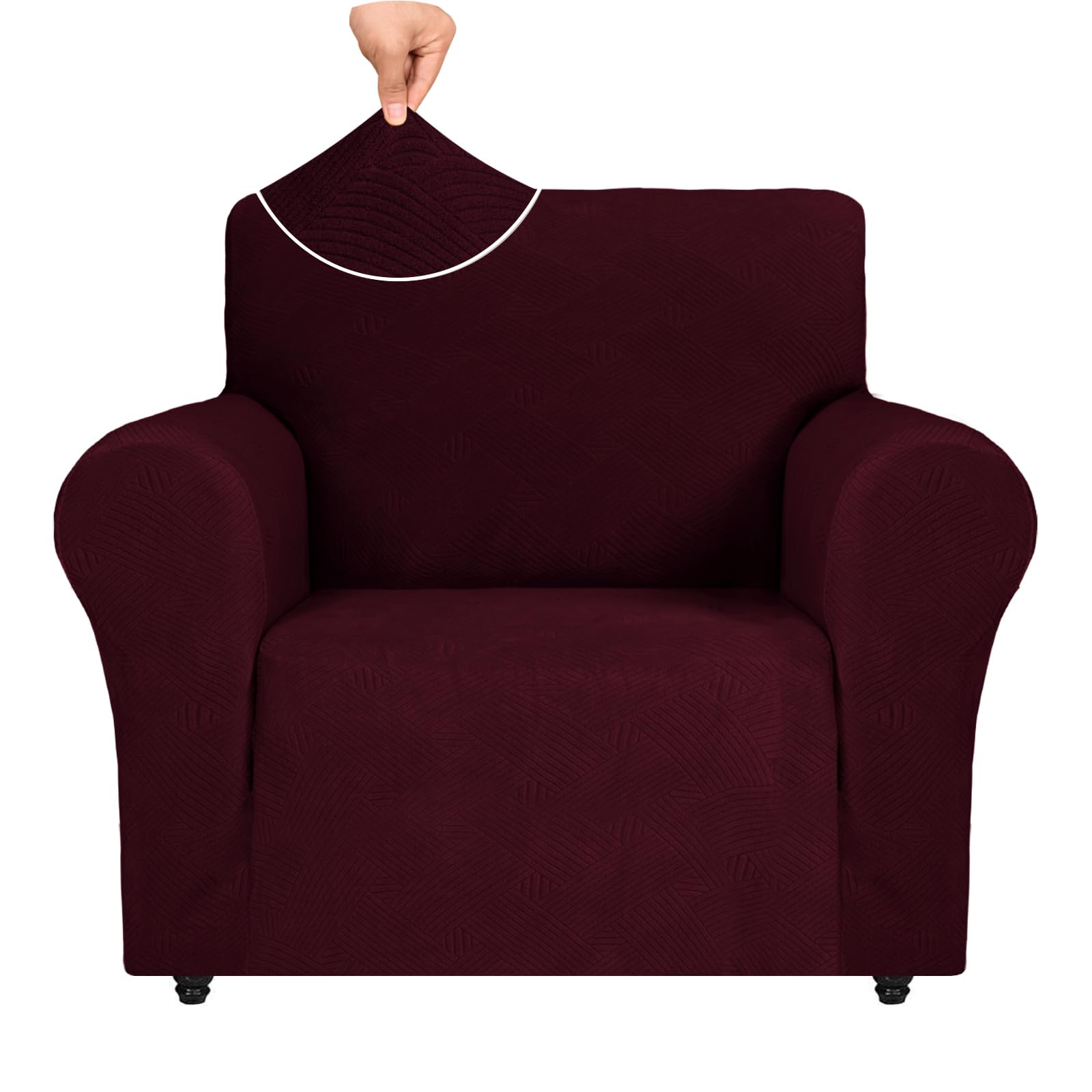 Ystyle Copripoltrona 1 Posto Con Braccioli, Copridivano Antigraffio Gatto, Copridivani Elasticizzato, Pesante Inverno Copri Divani, Fodera Divano Antimacchia Lavabile Antiscivolo, Rosso