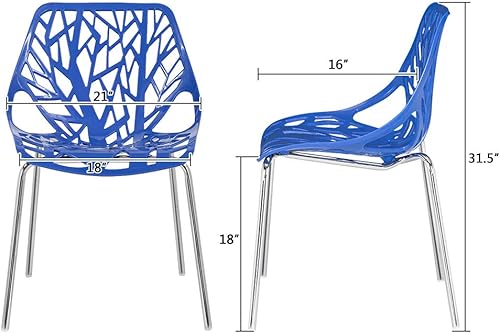 Miniatura 23 de Bonnlo Juego de 4 sillas apilables modernas, sillas de comedor blancas de cocina, sillas cómodas de abedul para comedor, sala de estar, sala de
