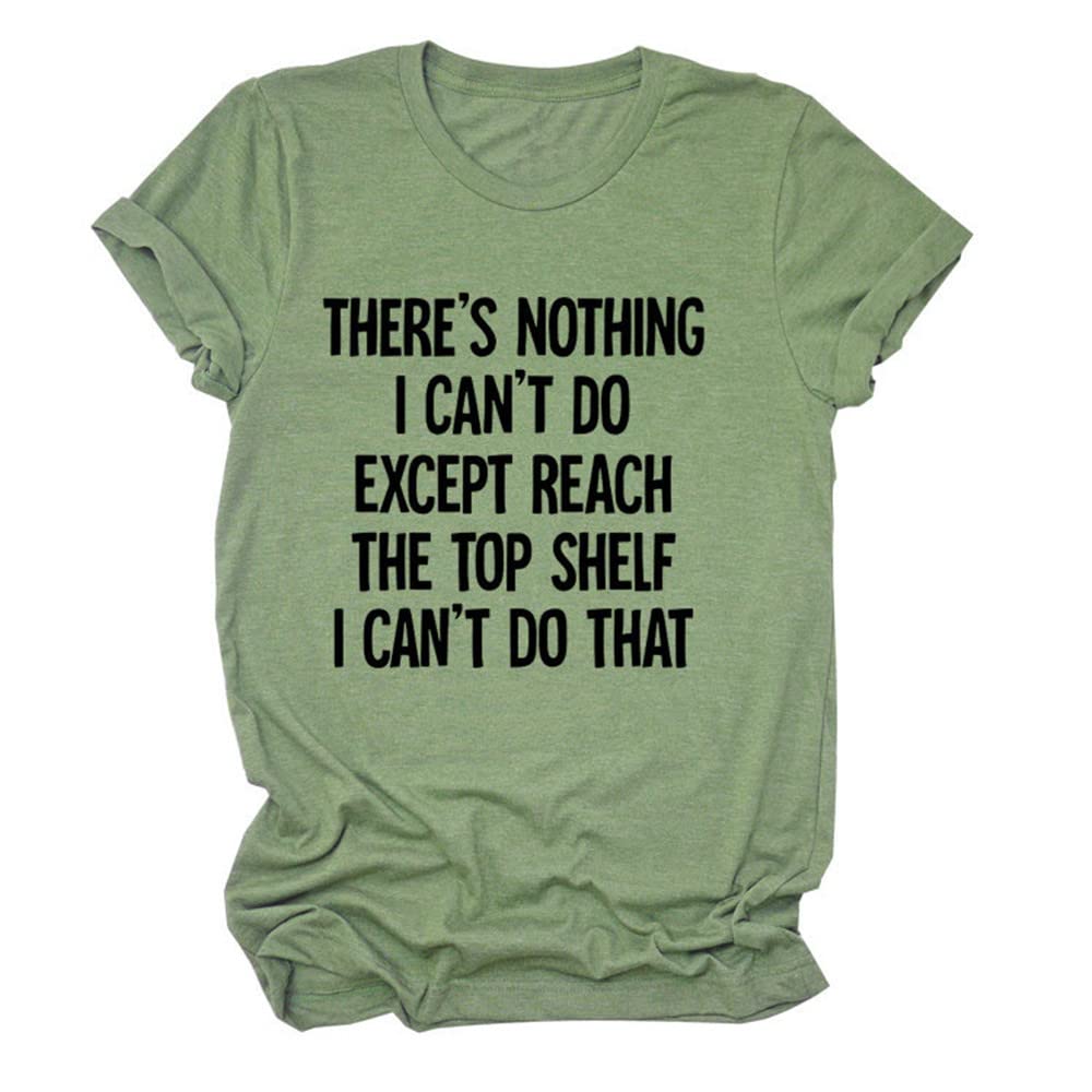 Mlzhan Women's Olive Green There's Nothing Print Shirts Aesthetic Casual Crewneck Short Sleeve Tees Tops Harajuku Clothing (,Xl,Xl)