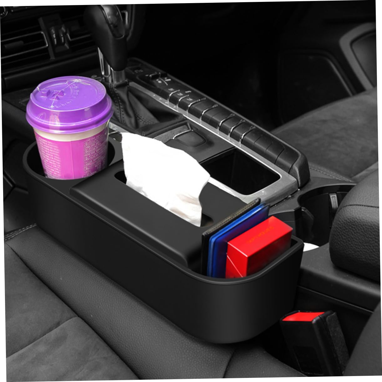 Gatuida 2 Piezas de Organizador de Ranuras para Asientos de Coche, Relleno de Espacio Portavasos, Abs Resistente a Impactos, Negro