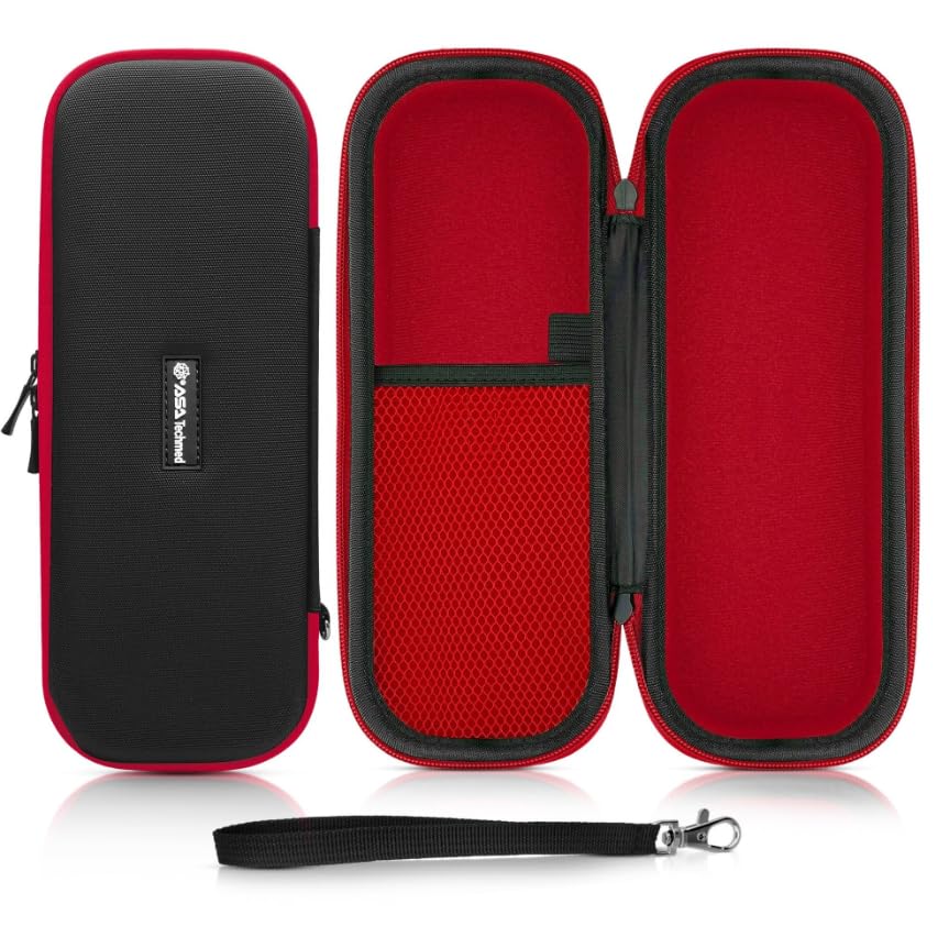ASA TECHMED Protective Stethoscope Carrying Case with Double Mesh Storage (Black-Red)