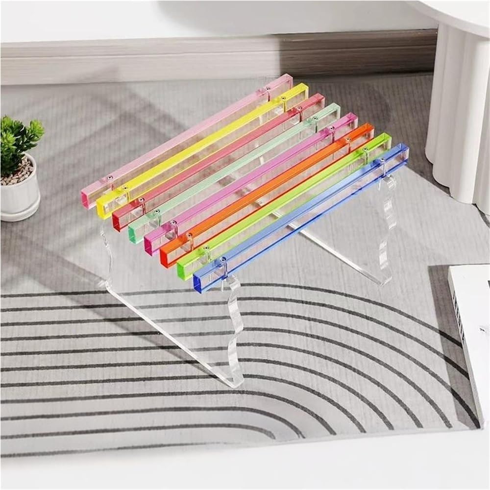 Acrylic Rainbow Bench, Modern Entryway or Dining Bench, Clear Acrylic Seat for Bedroom, Living Room, Hallway or Garden(30cm-11.8in)