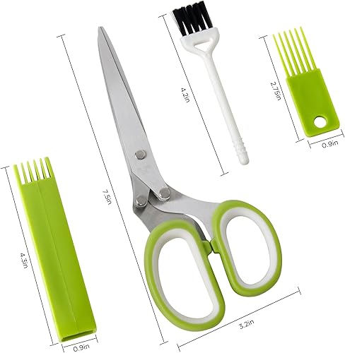 Miniatura 6 de Styleonme Tijeras de hierbas, tijeras afiladas y pesadas para cortar, cortar y cocinar hierbas frescas de jardín, 5 cuchillas y cubiertas de acero