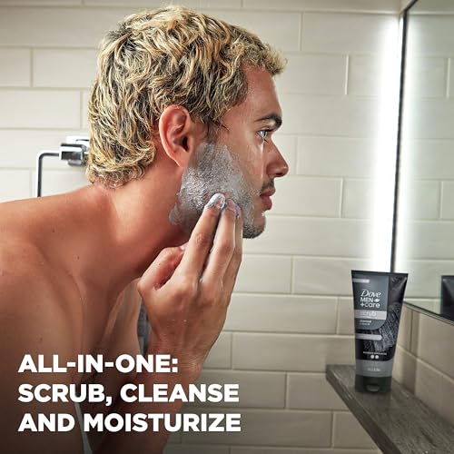 Image of DOVE MEN + CARE Body and Face Scrub Charcoal & Clove Oil Deeply Exfoliates for Hydrated & Nourished Skin 100% Gentle Cleanser, No Sulfate Cleansers or Parabens 9 oz