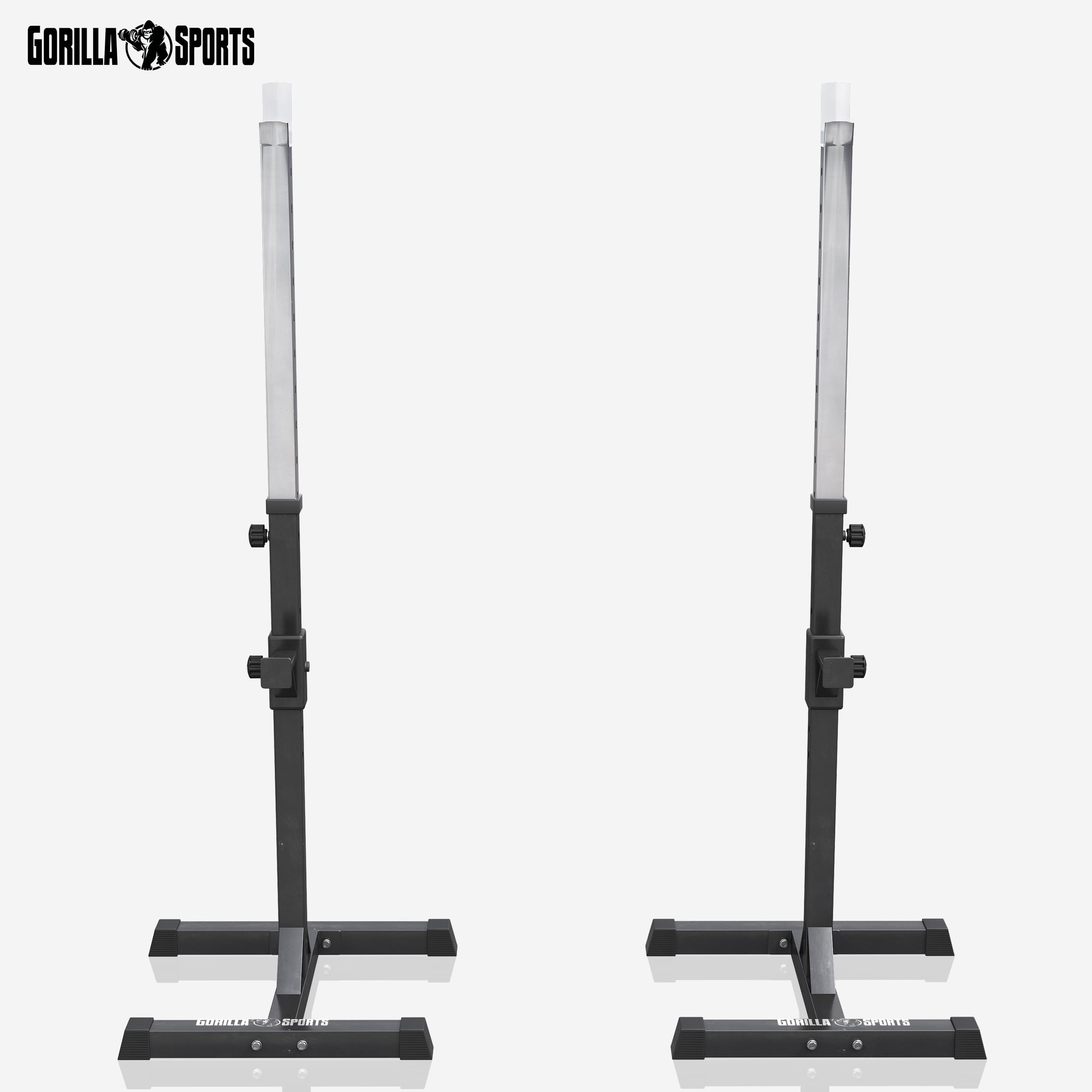 GORILLA SPORTS® Squat Rack – Verstellbar, 52 x 53 x 105–172 cm, Max. Belastbarkeit 500 kg, Schwarz – Langhantelständer, Langhantelablage, Power Rack, Stabiles Gestell, Hantelbank-Stütze, Halterungen