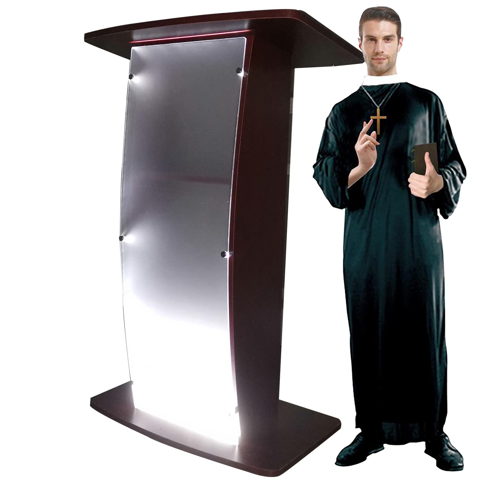 Buy Podium Presentation Lectern Stand, Mahogany Acrylic Podium, Curved