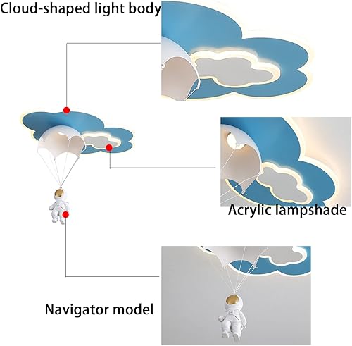 Miniatura 5 de Lámpara de techo moderna, lámpara colgante de dibujos animados de astronauta, lámpara de techo LED de acrílico con control remoto, lámpara de techo