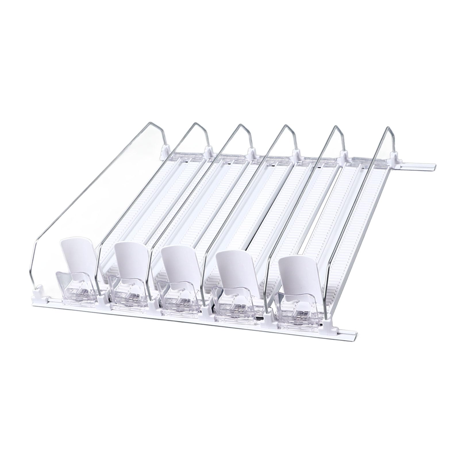 Soda Can Dispenser for Refrigerator, Self Pushing Drink Organizer for Fridge, Width Adjustable Beverage Pusher Glide, for Beer Can Water Bottle (5PCS)