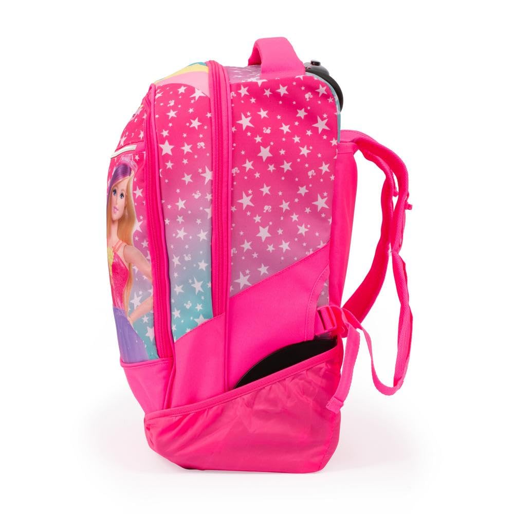 Giochi Preziosi Barbie - Trolley 2 Ruote Tasca Frontale E Interna,Maniglia In Tessuto E Telescopica,Ruote Carrello Rinforzate E Copriruote Sagomate Dim 34X47X23 capacità Lt 36