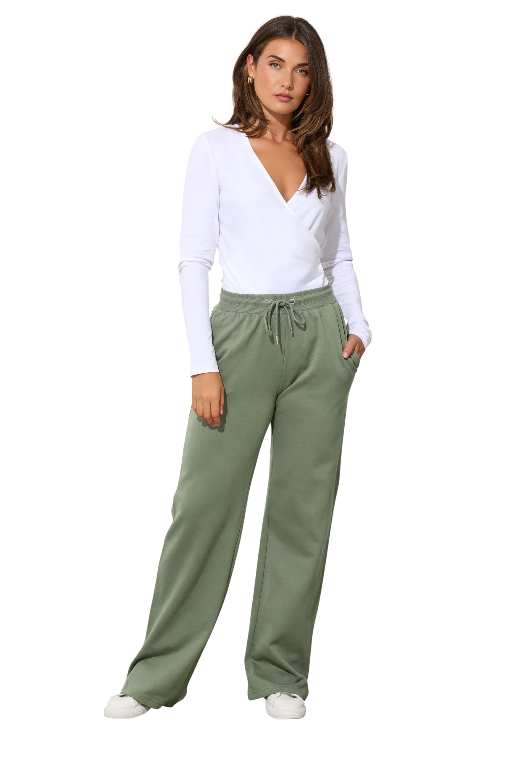 Long Tall Sally - LTS Tall Green Wide Leg Joggers - Women's