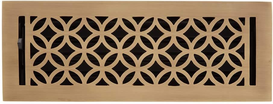 438266 Pasteur Brass Floor Register - 4 x 12