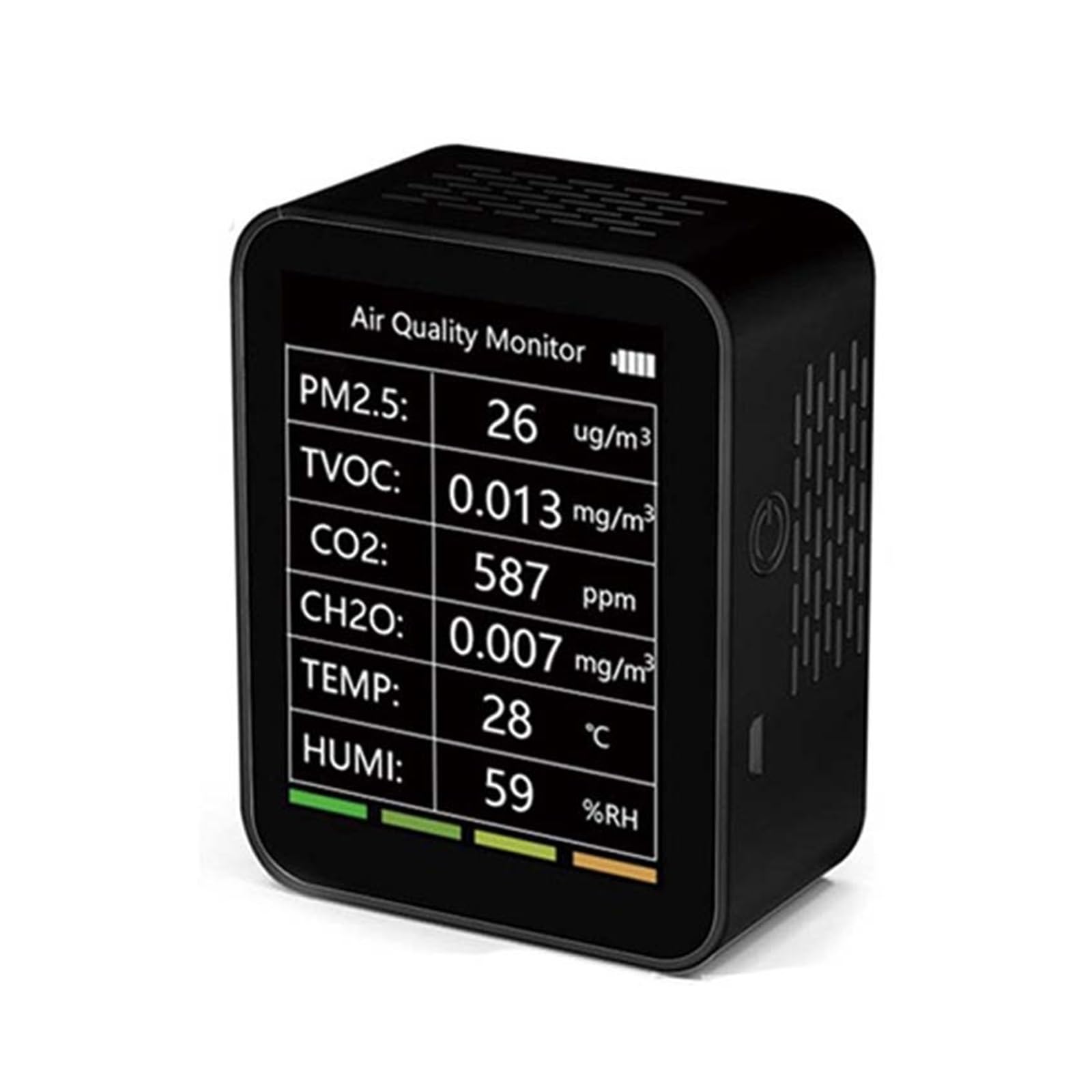 CVFRDD 6 In 1 Air Quality Detector Tuya CO2 Tester PM2.5 TVOC CO2 CH2O Formaldehyde Monitor TFT Display CO2 Sensor Meter Analyzer(Black with Wifi)