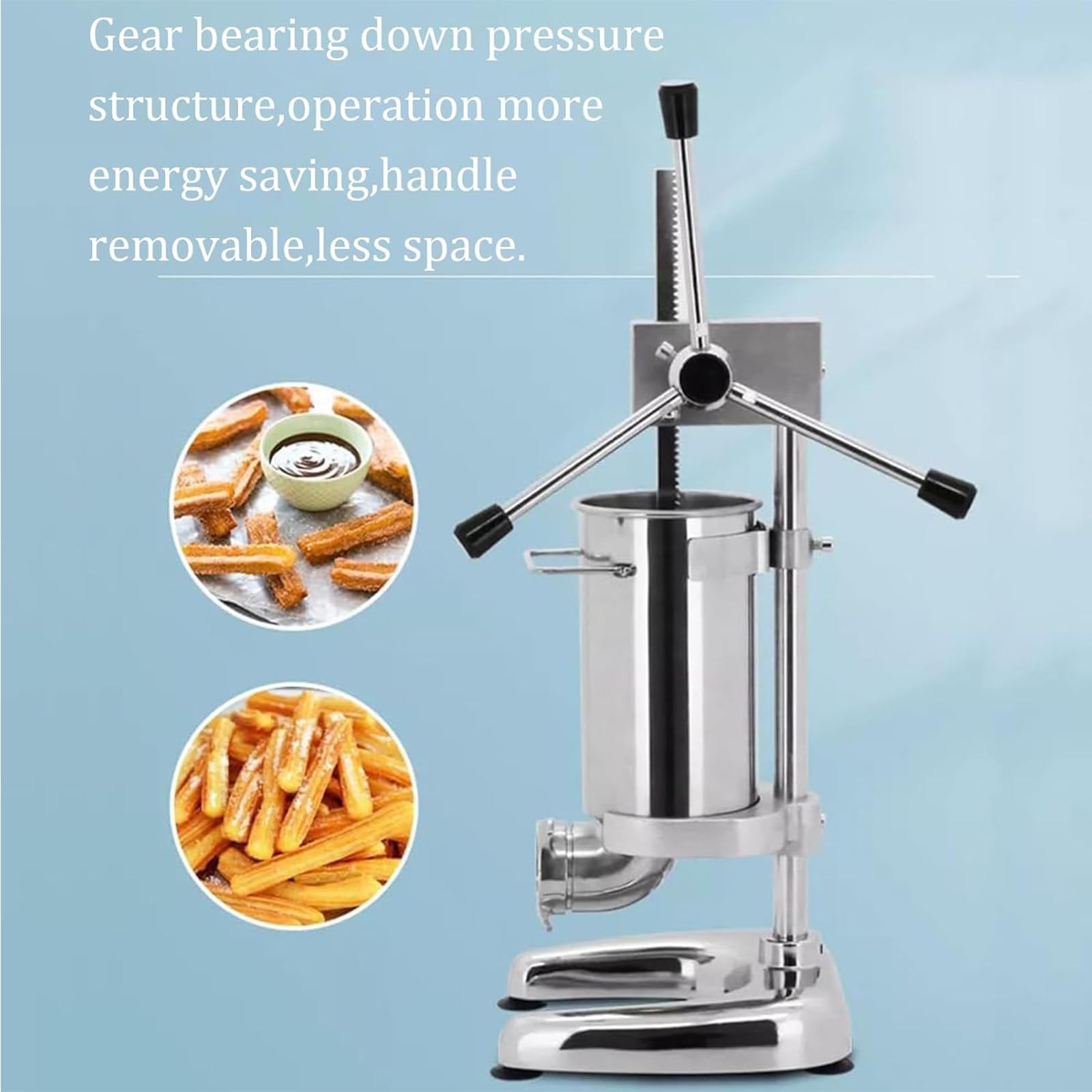 Máquina para Hacer Churros Manual,Máquina para Hacer Churros De Donuts Españoles Comerciales 2L/3L con 5 Moldes,Máquina para Hacer Churros Españoles Verticales De Acero Inoxidable,2L