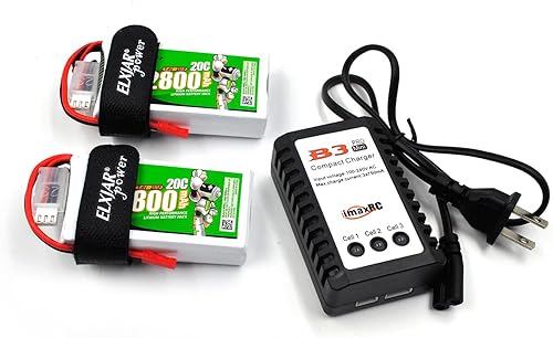 Miniatura 4 de Coonyard Paquete de 2 baterías de polímero de litio de 7.4V 2800mah 20C 2S para Radiolink RC3S RC4GS RC6GS Transmisor Reomote Controller
