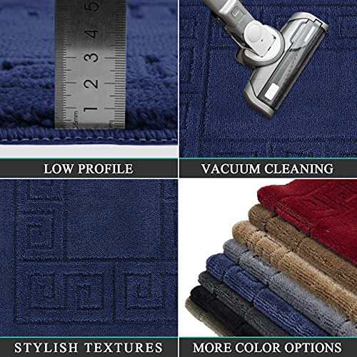 Pauwer Bathroom Rugs Sets 3 Piece With Toilet Cover, Bath Mats For Bathroom Non Slip, U-Shaped Contour Toilet Mat, Absorbent Bath Mat Set, Machine Washable Bath Rugs For Bathroom Floor, Navy #TOP4