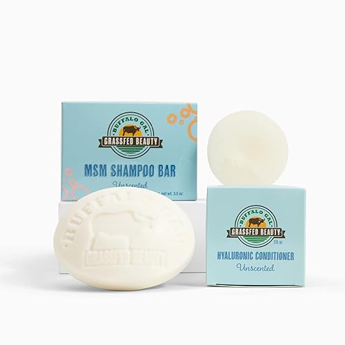 Grassfed Beauty - Barra de champú MSM + barra de acondicionador de cabello hialurónico, champú y acondicionador de barra sólida para el crecimiento