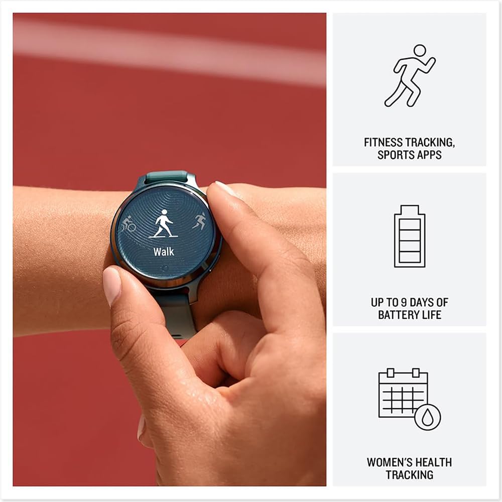 Garmin 010-02891-02 Lily 2 Active Smartwatch Jasper Green with Jasper Green Silicone Band Bundle with Tech Smart USA Fitness Suite and Deco Essentials Exclusive 26 Month CPS Enhanced Protection Pack