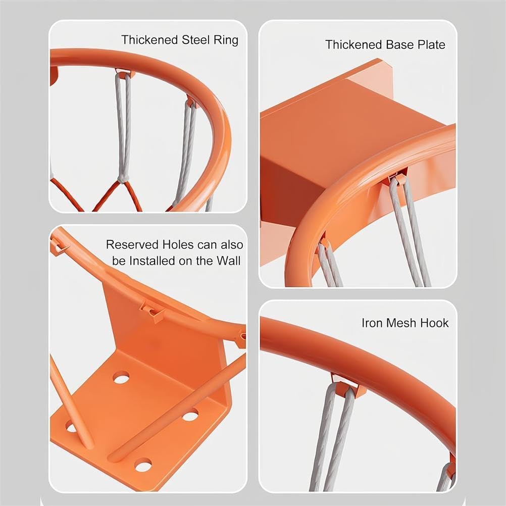 Canasta de baloncesto para montaje en pared, para valla/árbol/postes, canasta de baloncesto profesional, con 2 correas ajustables y red de nailon, montado en la pared.